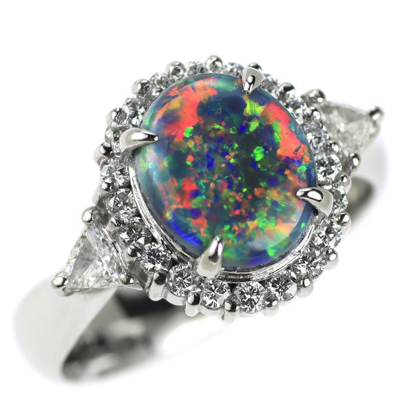 Pt900 ブラックオパール ダイヤモンド リング 1.71ct D0.43ct