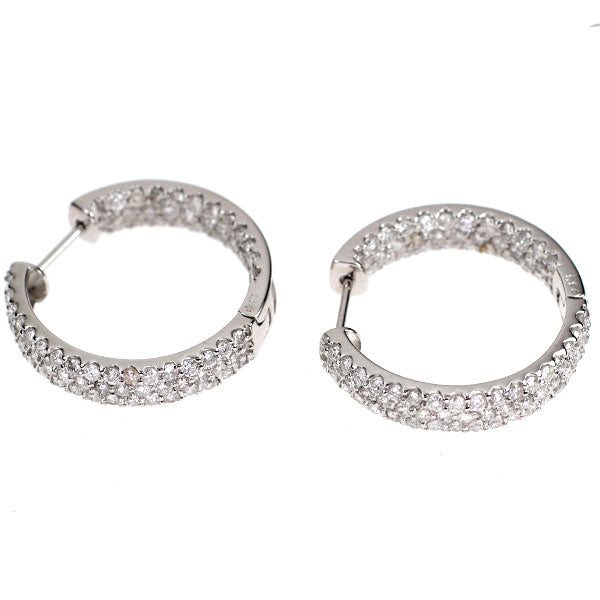 K18WG ダイヤモンド ピアス 2.30ct フープ パヴェ