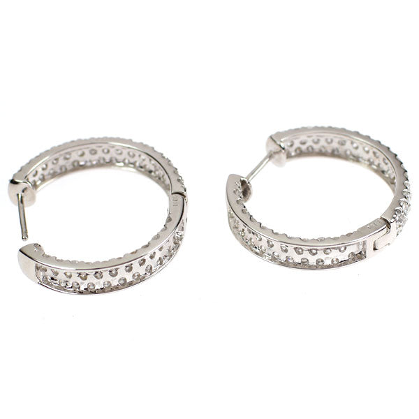 K18WG ダイヤモンド ピアス 2.30ct フープ パヴェ