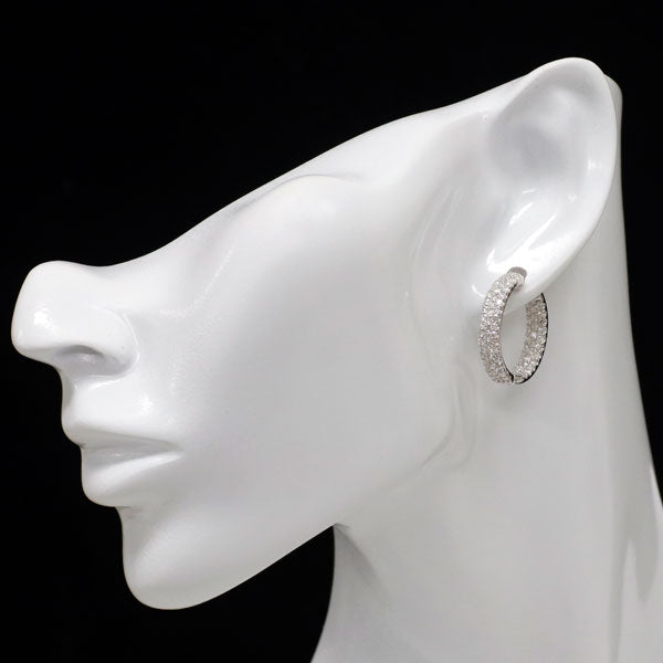 K18WG ダイヤモンド ピアス 2.30ct フープ パヴェ