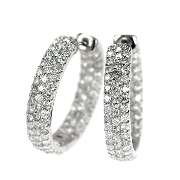 K18WG ダイヤモンド ピアス 2.30ct フープ パヴェ