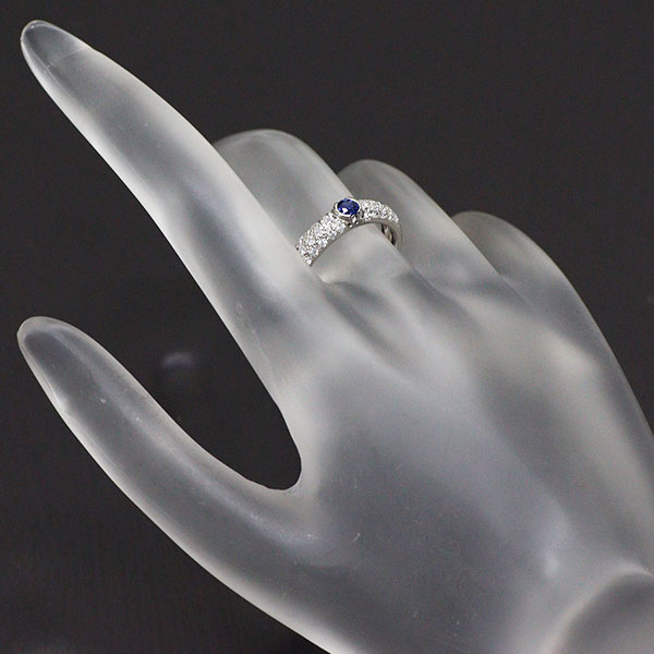 ミキモト Pt950 サファイア ダイヤモンド リング 0.16ct D0.30ct