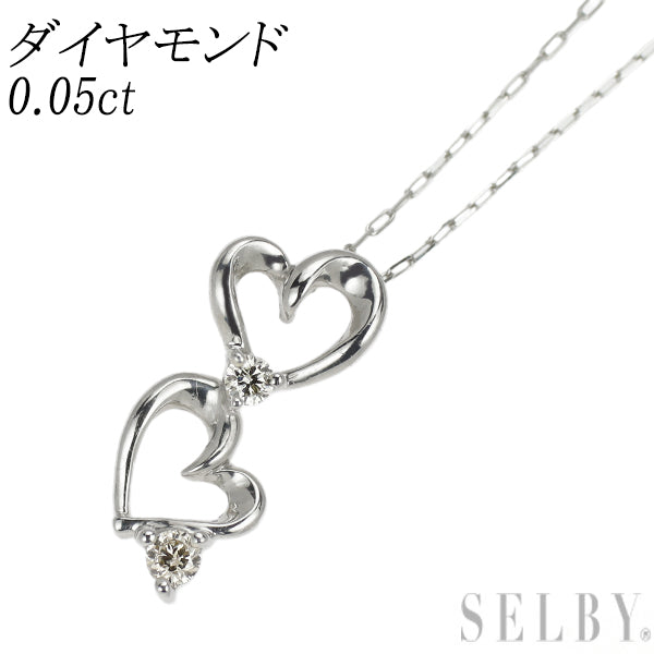 新品 Pt900/Pt850 ダイヤモンド ペンダントネックレス 0.05ct 【エスコレ】  ハート