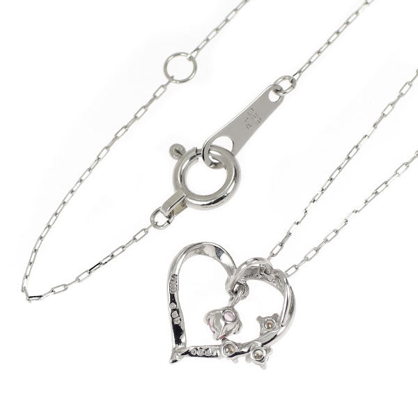 新品 Pt900/ Pt850 ピンク サファイア ダイヤモンド ペンダントネックレス 0.04ct D0.02ct 【エスコレ】 ハート