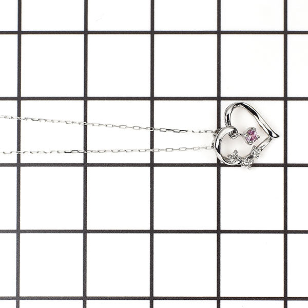 新品 Pt900/ Pt850 ピンク サファイア ダイヤモンド ペンダントネックレス 0.04ct D0.02ct 【エスコレ】 ハート