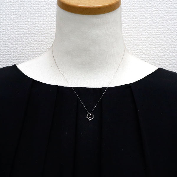 新品 Pt900/ Pt850 ピンク サファイア ダイヤモンド ペンダントネックレス 0.04ct D0.02ct 【エスコレ】 ハート