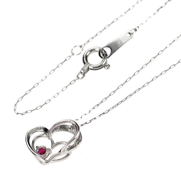新品 Pt900/ Pt850 ルビー ペンダントネックレス 0.06ct 【エスコレ】 ハート