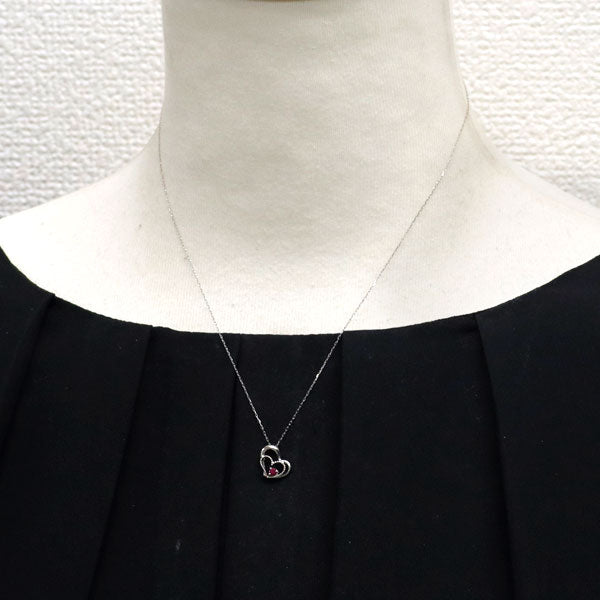 新品 Pt900/ Pt850 ルビー ペンダントネックレス 0.06ct 【エスコレ】 ハート
