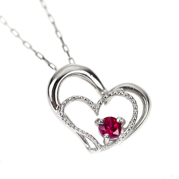 新品 Pt900/ Pt850 ルビー ペンダントネックレス 0.06ct 【エスコレ】 ハート