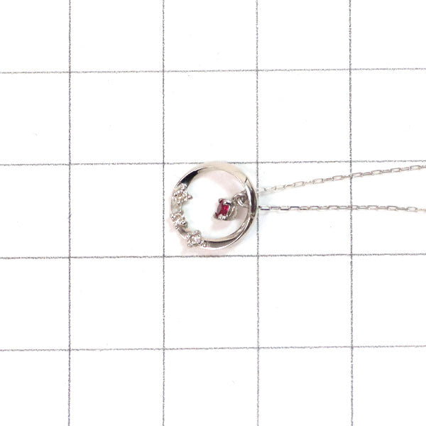 新品 Pt900/ Pt850 ルビー ダイヤモンド ペンダントネックレス 0.05ct D0.02ct 【エスコレ】