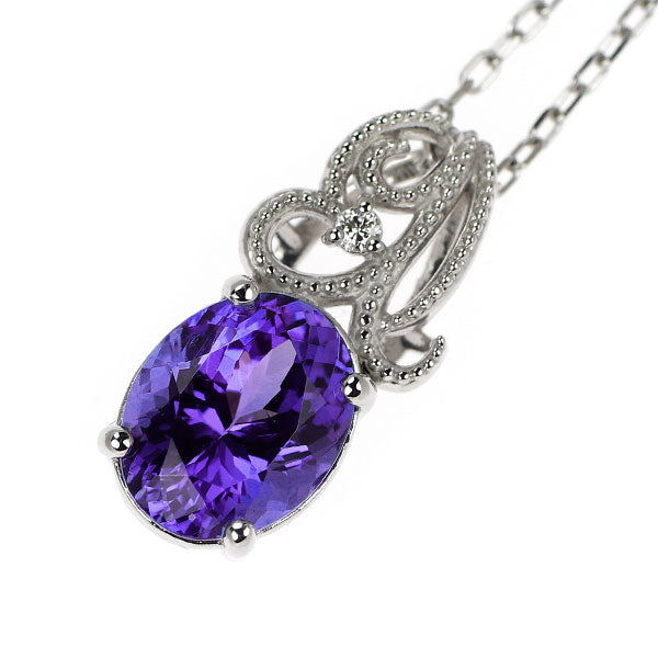 新品 Pt タンザナイト ダイヤモンド ペンダントネックレス 2.14ct D0.01ct【エスコレ】