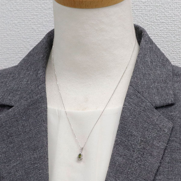 新品 希少 Pt900/ Pt850 スフェーン ダイヤモンド ペンダントネックレス 0.27ct D0.15ct 【エスコレ】