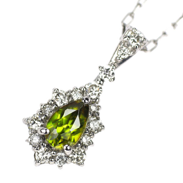 新品 希少 Pt900/ Pt850 スフェーン ダイヤモンド ペンダントネックレス 0.27ct D0.15ct 【エスコレ】