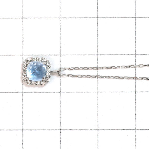 新品 Pt シュガーローフカット アクアマリン ダイヤモンド ペンダントネックレス 0.80ct D0.09ct 【エスコレ】