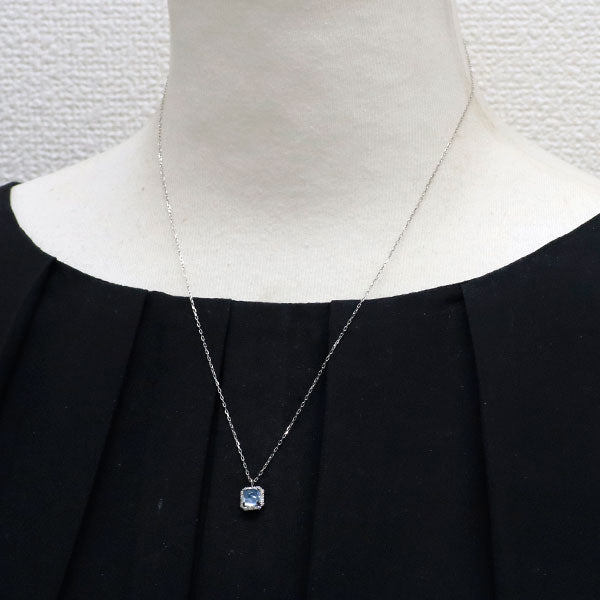 新品 Pt シュガーローフカット アクアマリン ダイヤモンド ペンダントネックレス 0.80ct D0.09ct 【エスコレ】