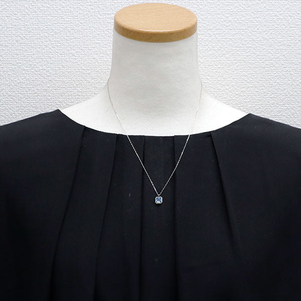 新品 Pt シュガーローフカット アクアマリン ダイヤモンド ペンダントネックレス 0.85ct D0.09ct 【エスコレ】