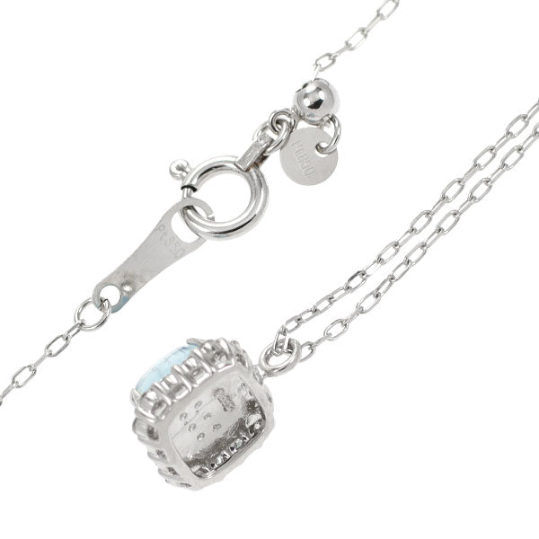 新品 Pt シュガーローフカット アクアマリン ダイヤモンド ペンダントネックレス 0.94ct D0.09ct 【エスコレ】