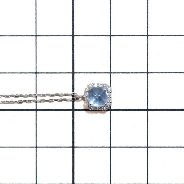 新品 Pt シュガーローフカット アクアマリン ダイヤモンド ペンダントネックレス 0.94ct D0.09ct 【エスコレ】