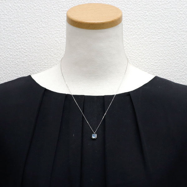 新品 Pt シュガーローフカット アクアマリン ダイヤモンド ペンダントネックレス 0.94ct D0.09ct 【エスコレ】