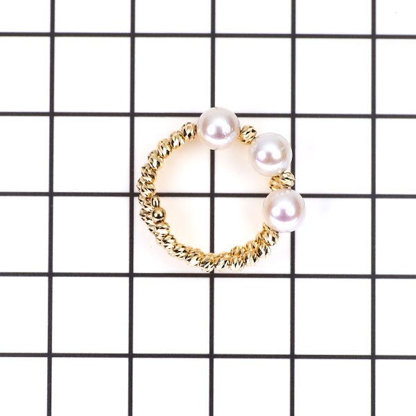 新品 K18YG アコヤ 真珠/パール リング 径約5.0-5.2mm 形状記憶 伸縮式【エスコレ】