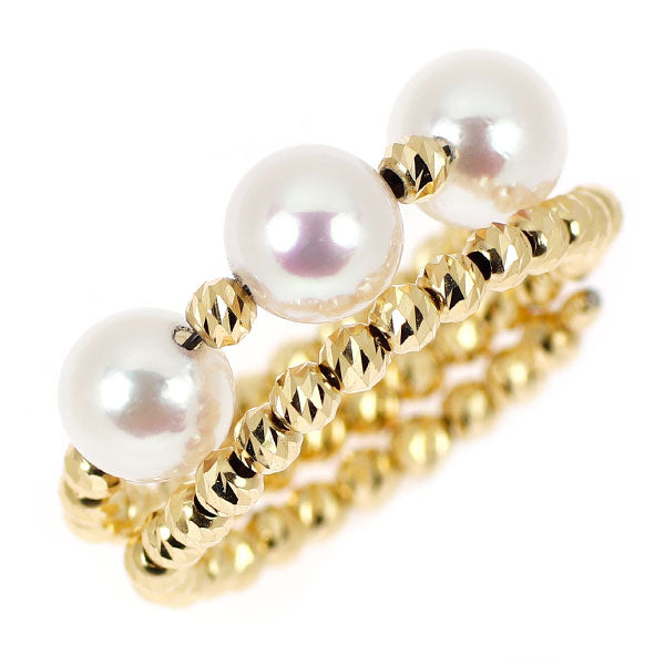 新品 K18YG アコヤ 真珠/パール リング 径約5.0-5.2mm 形状記憶 伸縮式【エスコレ】