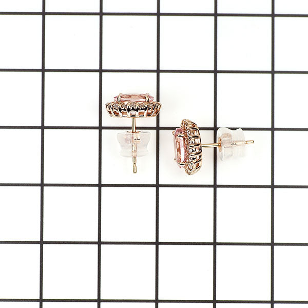 新品 K18PG オーバルカット モルガナイト ダイヤモンド ピアス 1.40ct D0.26ct  【エスコレ】