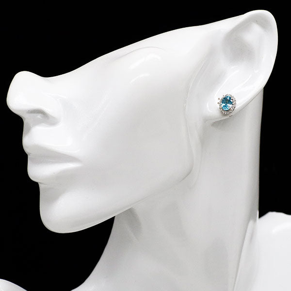 新品 Pt900 カンボジア産 ラタナキリブルージルコン ダイヤモンド ピアス 2.62ct D0.28ct  【エスコレ】