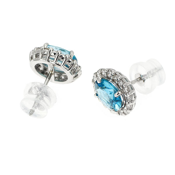 新品 Pt900 カンボジア産 ラタナキリブルージルコン ダイヤモンド ピアス 2.62ct D0.28ct  【エスコレ】