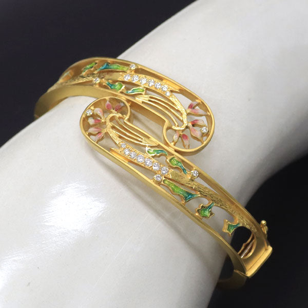 マリエラ エナメル/ K18YG ダイヤモンド バングル — セルビー  