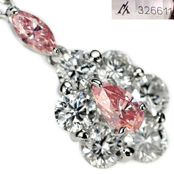 Pt アーガイル産地証明付 天然ピンクダイヤモンド ペンダントネックレス 0.21ct FIP VS1 PD0.117ct D0.93ct