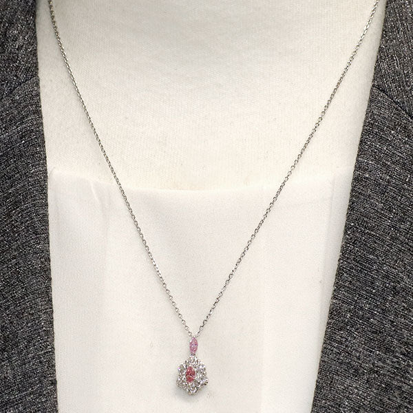 Pt アーガイル産地証明付 天然ピンクダイヤモンド ペンダントネックレス 0.21ct FIP VS1 PD0.117ct D0.93ct
