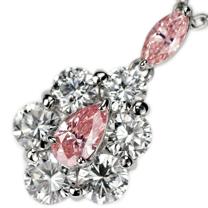 Pt アーガイル産地証明付 天然ピンクダイヤモンド ペンダントネックレス 0.21ct FIP VS1 PD0.117ct D0.93ct