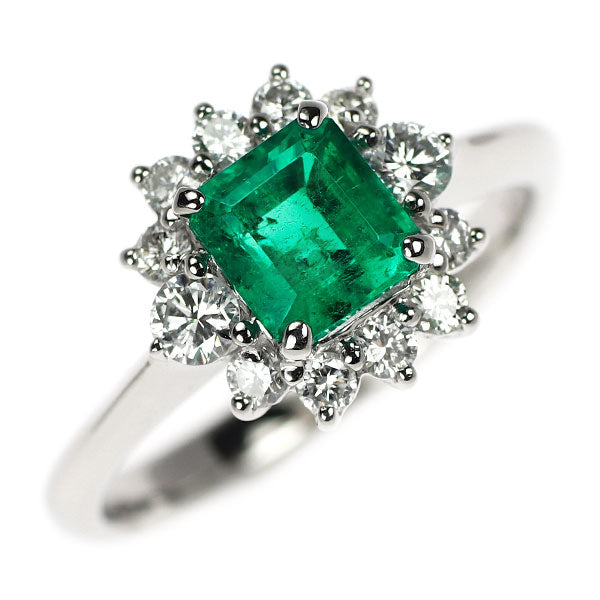 セイコー Pt900 エメラルド ダイヤモンド リング 0.84ct D0.41ct