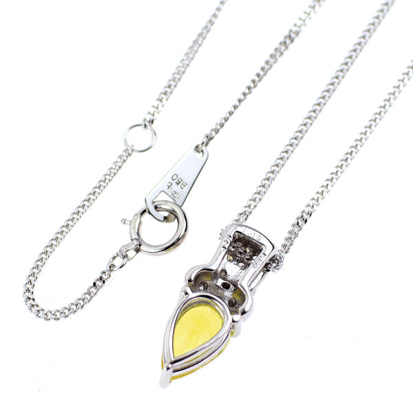 Pt カナリーイエロートルマリン ダイヤモンド ペンダントネックレス 1.19ct D0.14ct
