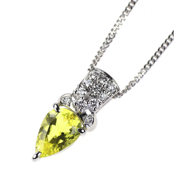 Pt カナリーイエロートルマリン ダイヤモンド ペンダントネックレス 1.19ct D0.14ct