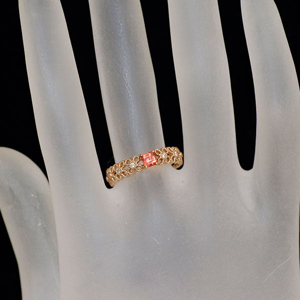 新品 K18PG ナイジェリア産ヴェイリネナイト ダイヤモンド リング 0.26ct D0.04ct 【エスコレ】
