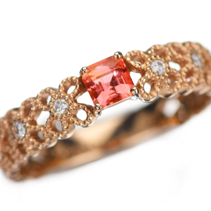 新品 K18PG ナイジェリア産ヴェイリネナイト ダイヤモンド リング 0.26ct D0.04ct 【エスコレ】