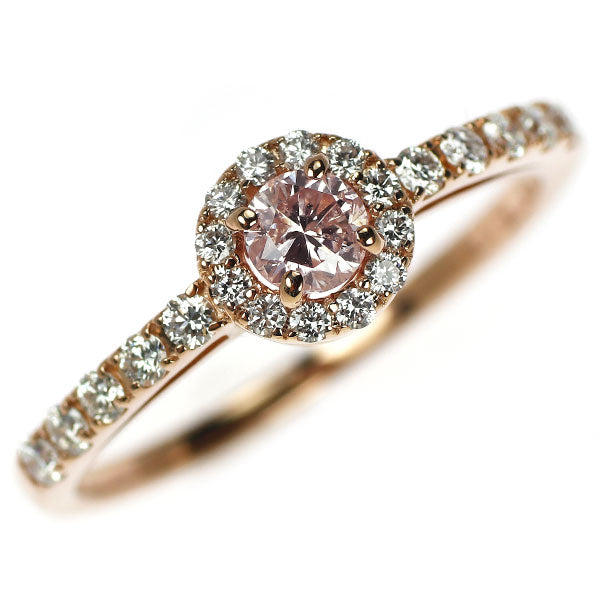 新品 希少 K18PG 天然ピンク ダイヤモンド リング 0.212ct FLOP I1 D0.26ct【エスコレ】