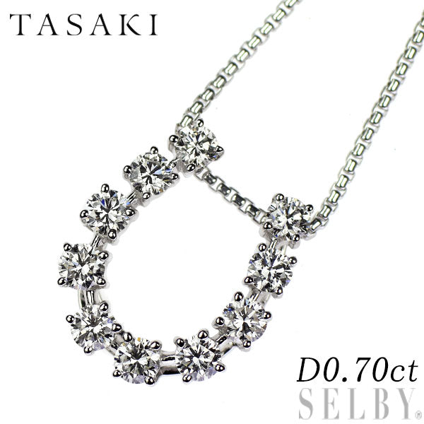 田崎真珠 K18WG ダイヤモンド ペンダントネックレス 0.70ct 馬蹄  