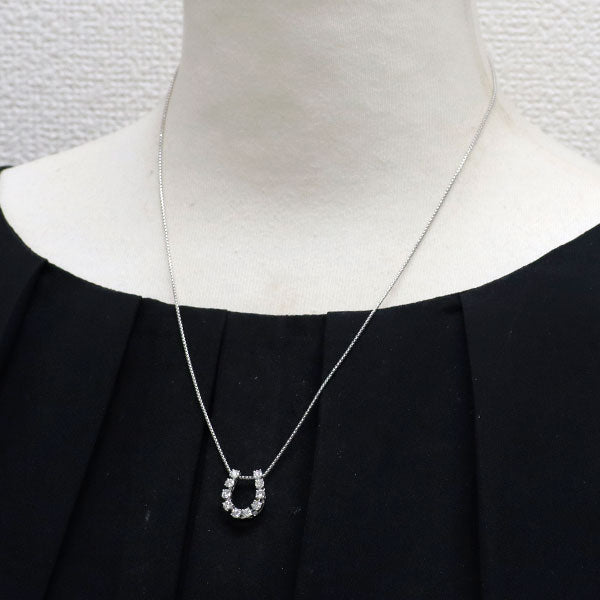 田崎真珠 K18WG ダイヤモンド ペンダントネックレス 0.70ct 馬蹄