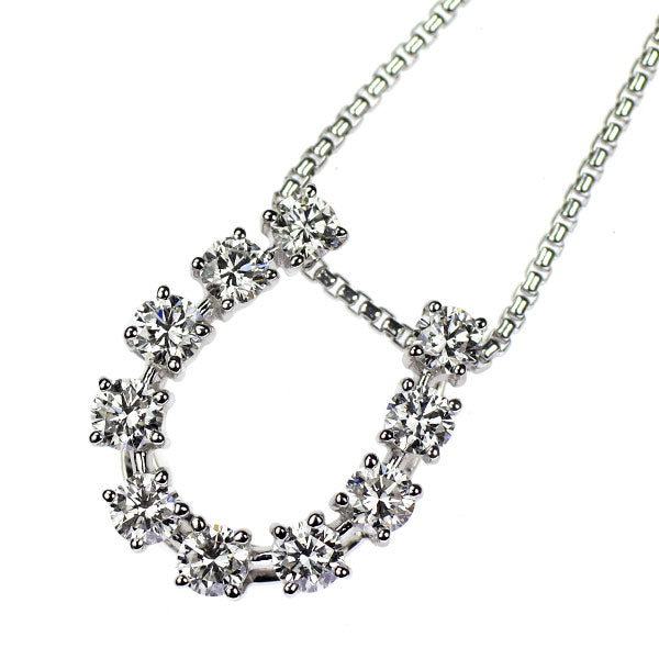 田崎真珠 K18WG ダイヤモンド ペンダントネックレス 0.70ct 馬蹄