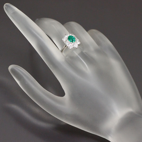 ウンガロ Pt950 エメラルド ダイヤモンド リング 0.56ct D1.48ct