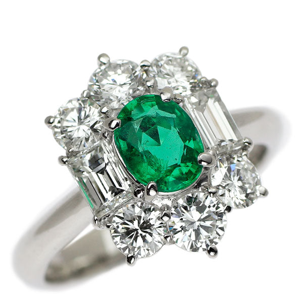 ウンガロ Pt950 エメラルド ダイヤモンド リング 0.56ct D1.48ct