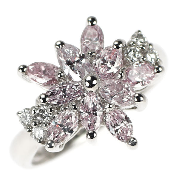 希少 Pt900 天然ピンク/カラーレス ダイヤモンド リング PD1.18ct D0.14ct