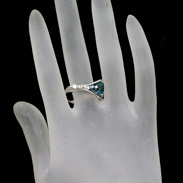 Pt900 インディゴライトトルマリン ダイヤモンド リング 1.52ct D0.22ct