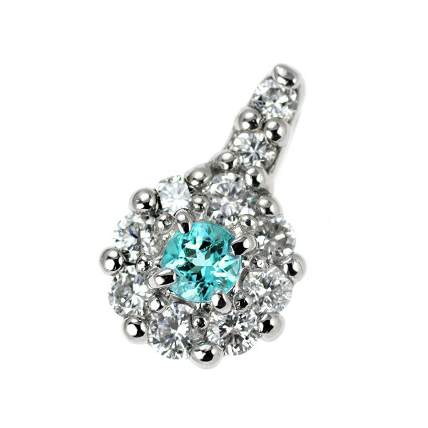 Pt900 パライバトルマリン ダイヤモンド ペンダントトップ 0.11ct D0.27ct