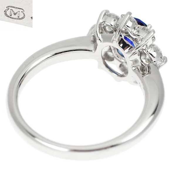 ミキモト Pt950 サファイア ダイヤモンド リング 0.63ct D0.58ct フラワー