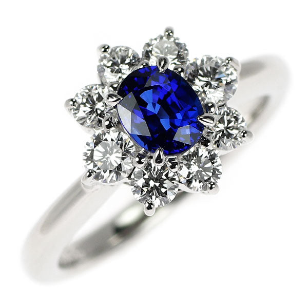 ミキモト Pt950 サファイア ダイヤモンド リング 0.63ct D0.58ct