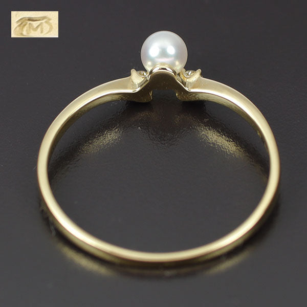 ミキモト K18YG アコヤベビー 真珠 ダイヤモンド リング 径約3.6mm