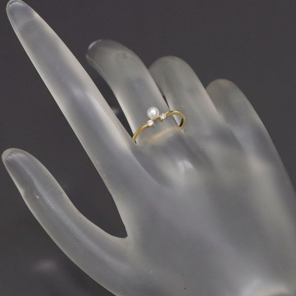 ミキモト K18YG アコヤベビー 真珠 ダイヤモンド リング 径約3.6mm